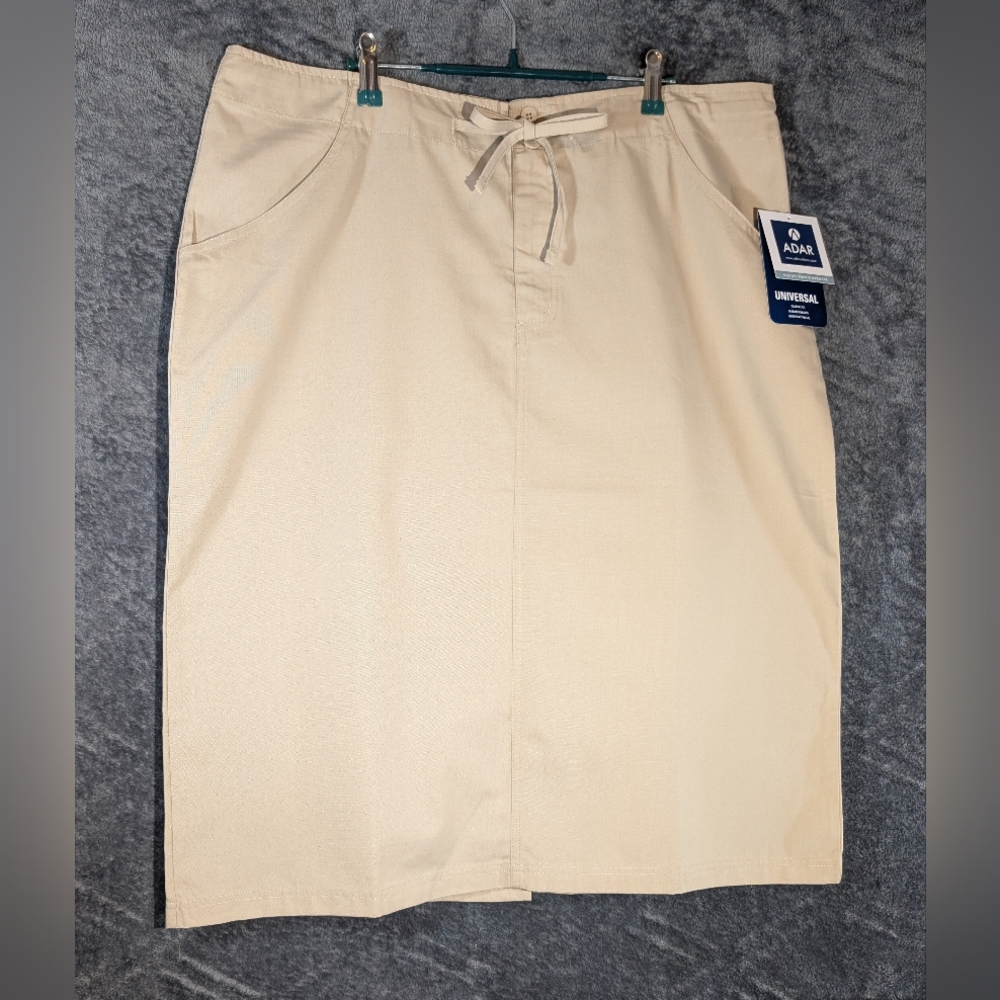 Adar Universal Scrub Skirt for Women  Mid-Calf Drawstring Uniform Khaki Size 18